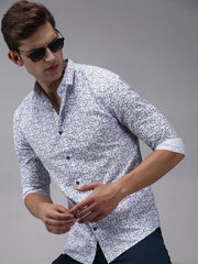 Men White Printed Casual Shirt-YONOPRINT-1497-White