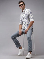 Men White Printed Casual Shirt-OMANPRINT-1586-Offwhite