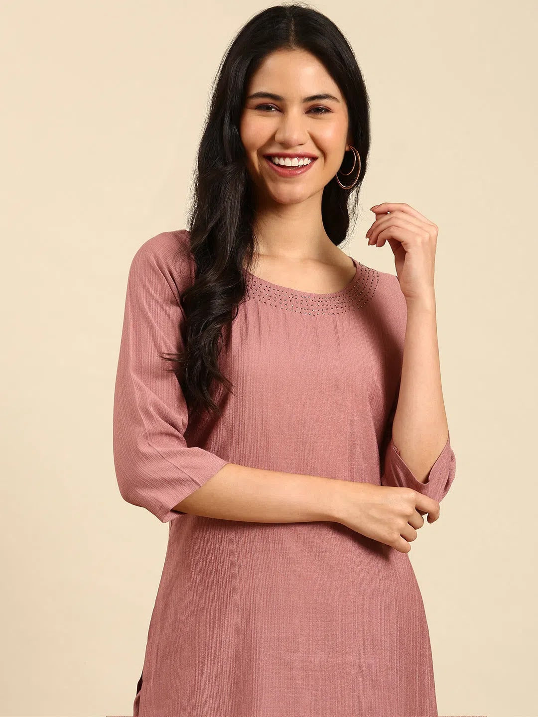 Mauve Embroidered Cotton Women's Kurta Set | Designer Sets