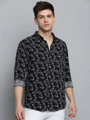 Men Black Printed Casual Shirt-ZEETAPRINT-1841-Black
