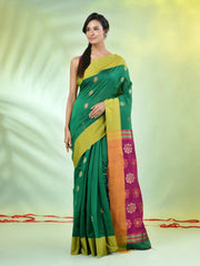 White Hibiscus Printed Bengali Style Mulmul Cotton Soft Saree-MA64MCT33690055