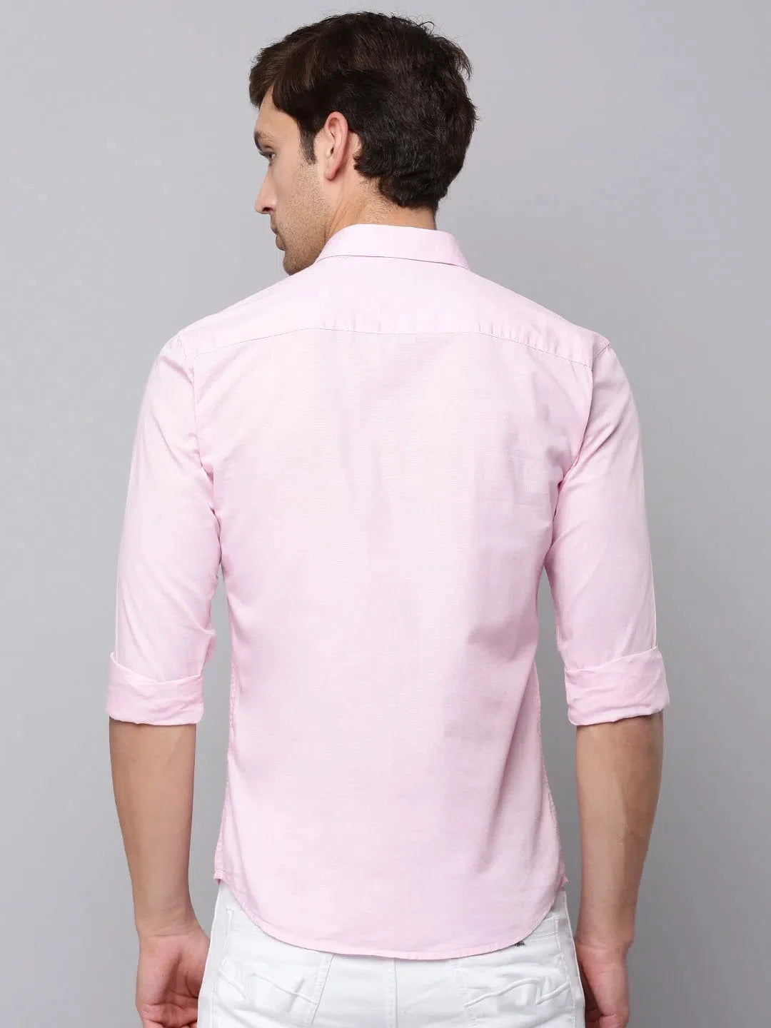 Pink Solid Mens Shirt - Casual Cotton Blend Shirt