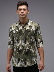 Men Green Printed Casual Shirt-PARKERPRINT-1556-Green