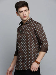Men Green Printed Casual Shirt-BESTCOLOURPRINT-4129-Olive
