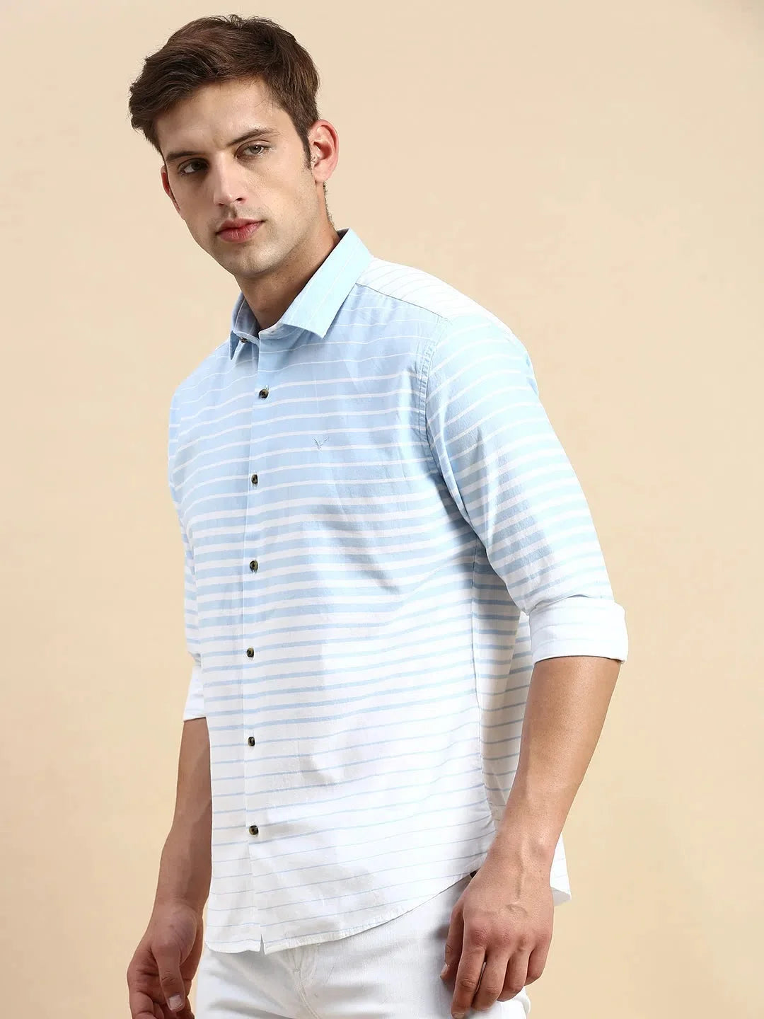 Blue Striped Mens Shirt | Cotton Casual Shirt - DesiQlo