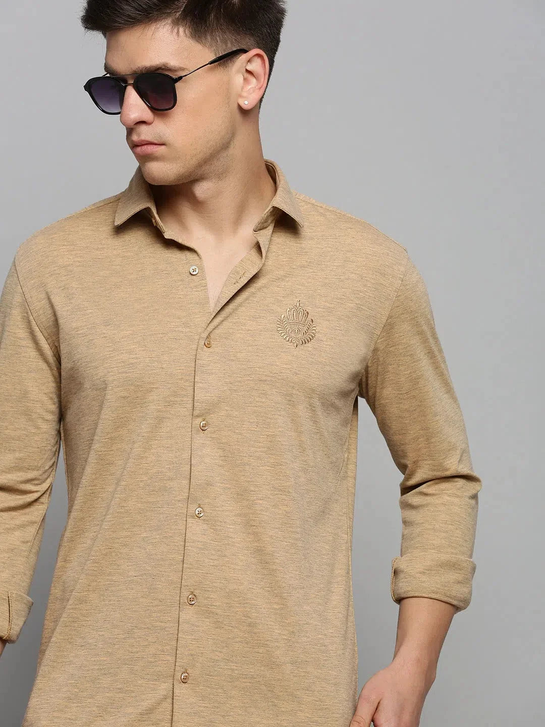 Men's Copper Solid Cotton Shirt | Casual Style