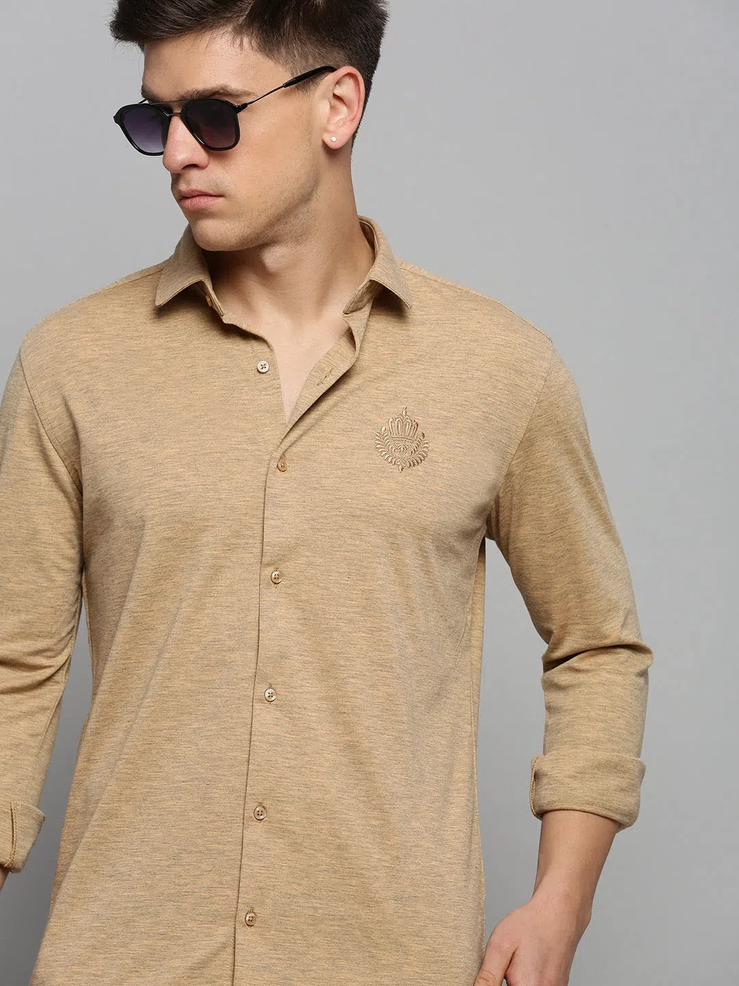Men Copper Solid Casual Shirt-FORDKNITS-4473-Copper