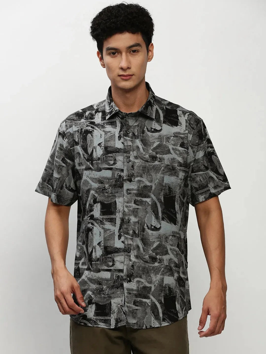 Black Printed Mens Shirt - DesiQlo Cotton Casual Shirts