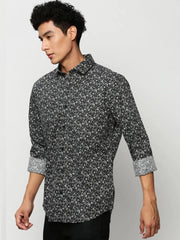 Men Black Floral Casual Casual Shirts-STANLEY-5281-Black