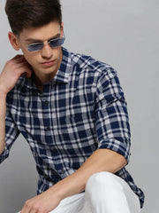 Men Blue Checked Casual Shirt-DALTONCHECKS-4096-Blue