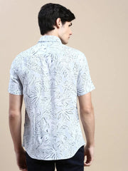 Men Grey Graphics Casual Shirt-GEORGE-1632-Grey
