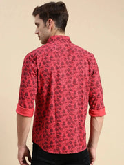 Men Pink Printed Casual Shirt-DROSHPRINT-8199-Pink