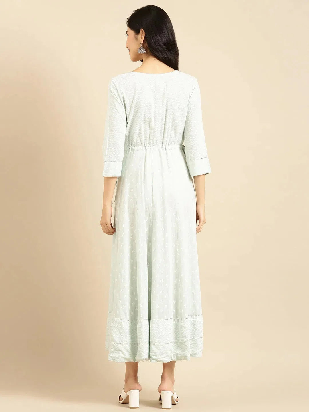 Green Printed Anarkali Kurti | Cotton Anarkali Dress for Women