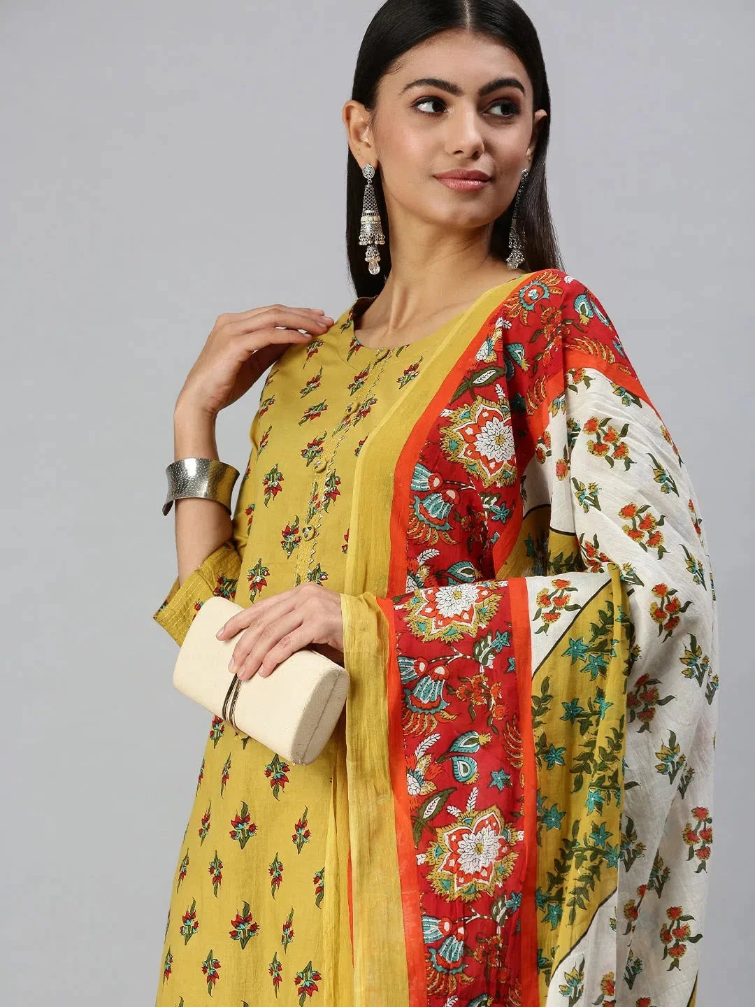 Mustard Printed Kurta Sets | Cotton Indian Kurta Sets for Women