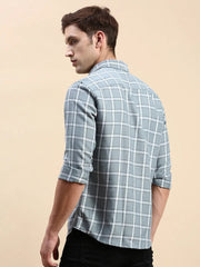 Men Green Checked Casual Shirt-BLAZOCHECKS-4669-Seagreen