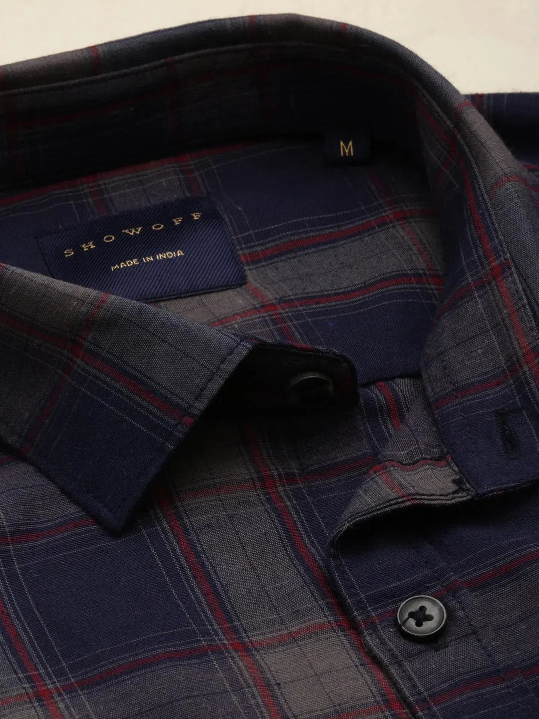 Stylish Navy Checked Mens Shirt - DesiQlo Cotton Casual Shirts