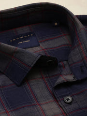 Men Navy Checked Casual Shirt-DALTONCHECKS-4106-Navyblue
