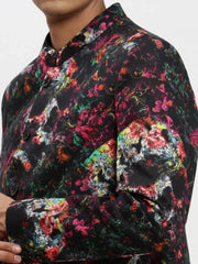 Men Black Printed Blazer-SOBLZ-85-10-Black