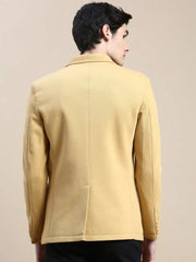 Men Yellow Solid Casual Blazers-AR-38-Mustard
