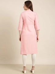 Women Straight Pink Solid Kurta-DF-1385-Pink