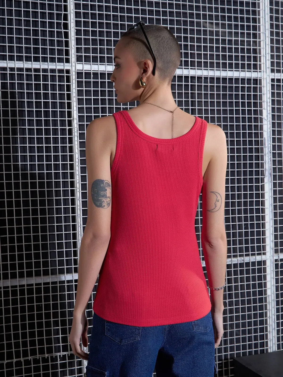Red Rib Sleeveless Camisole | Women's Western Wear Online