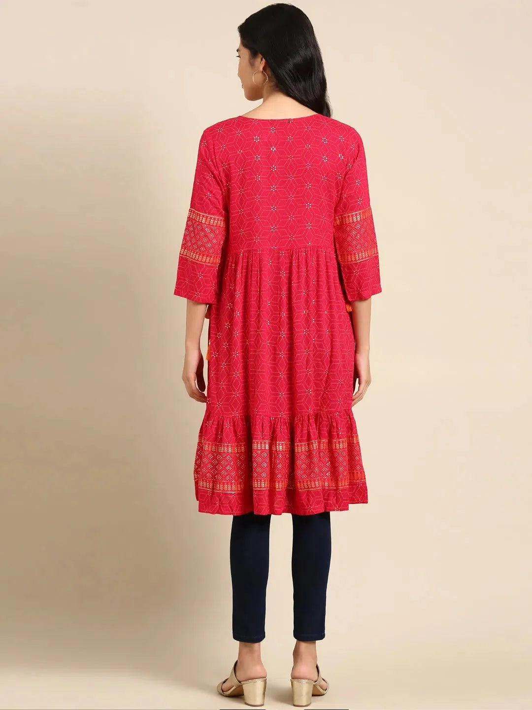 Pink Embroidered Indian Kurta for Women - DesiQlo Cotton Kurti