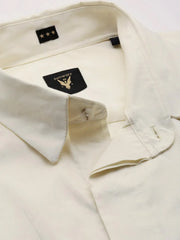 Men Cream Solid Casual Shirt-COLTONPLAIN-4513-Cream