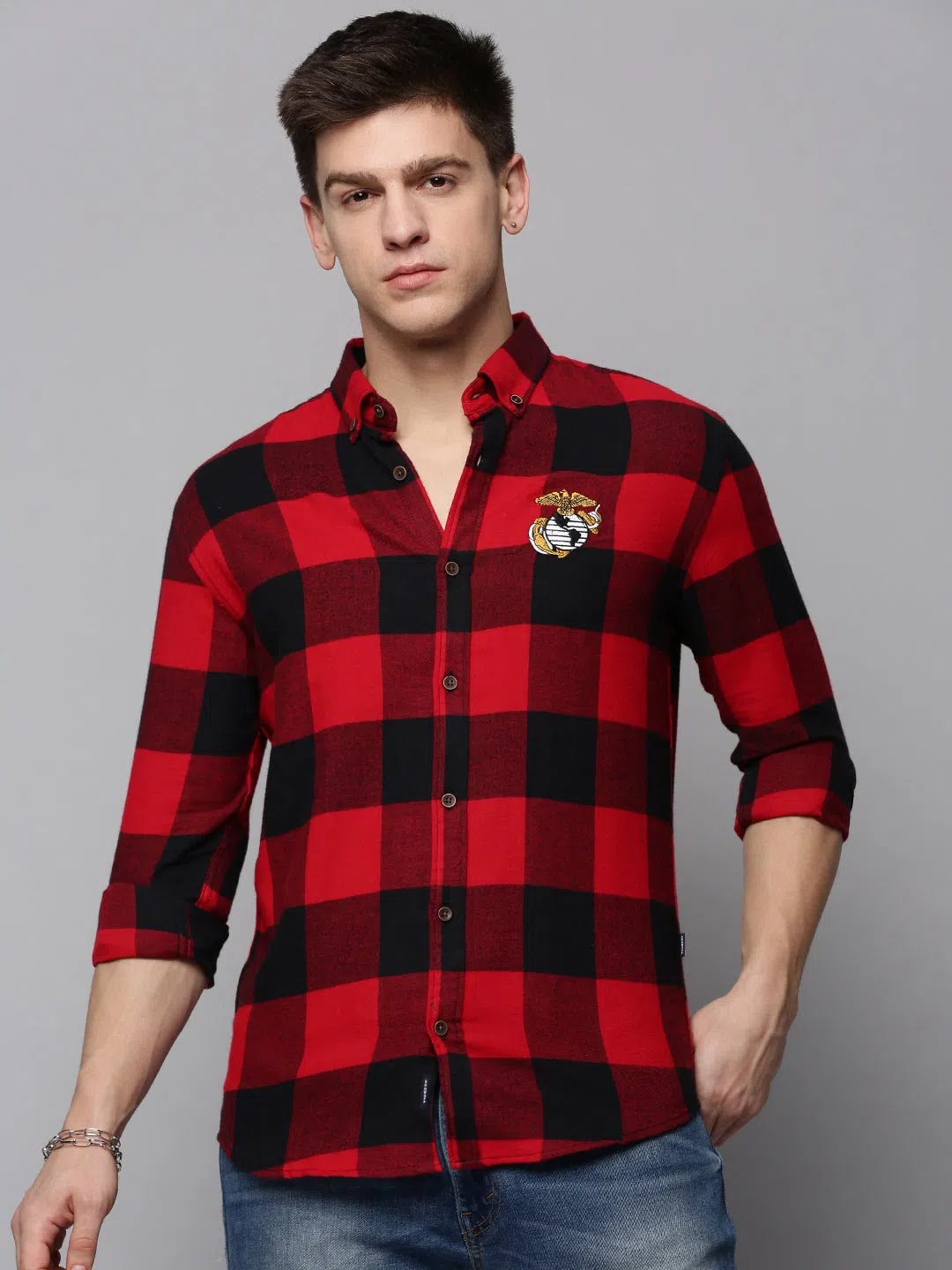 Red Checked Mens Cotton Shirt | Shop Casual Shirts