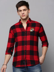 Men Red Checked Casual Shirt-COLLINSCHECKS-4047-Red