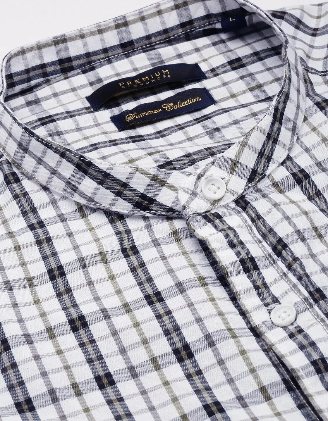 Men's White Checked Shirt - Cotton Casual Mens Shirt DesiQlo