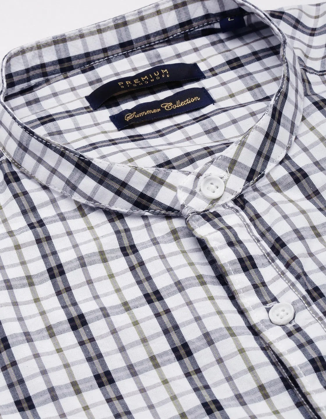 Men's White Checked Shirt - Cotton Casual Mens Shirt DesiQlo