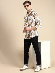 Men White Printed Casual Shirt-JORDANPRINT-4896-Offwhite