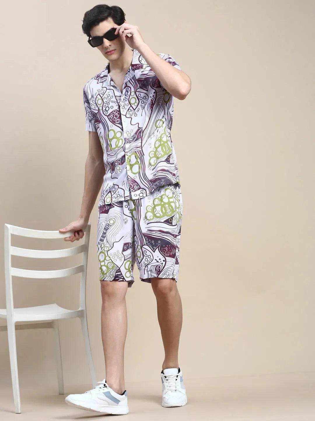 Men's Pink Printed Casual Co ord Set | Stylish Two Piece Sets