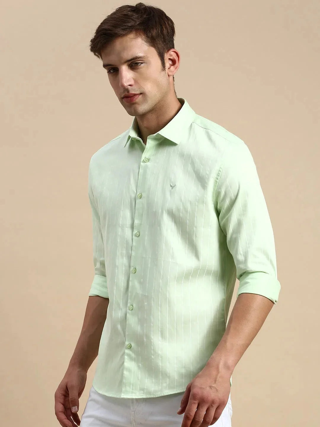 Green Striped Cotton Mens Shirt - DesiQlo Casual Shirts