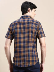 Men Navy Checked Casual Shirt-ALMACHECKS-84-Navyblue