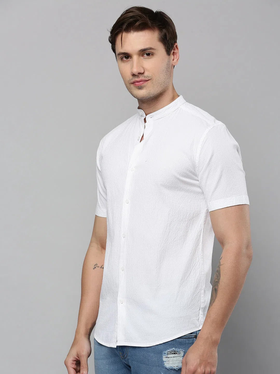 Men's White Cotton Shirt - Solid Casual Shirt | DesiQlo