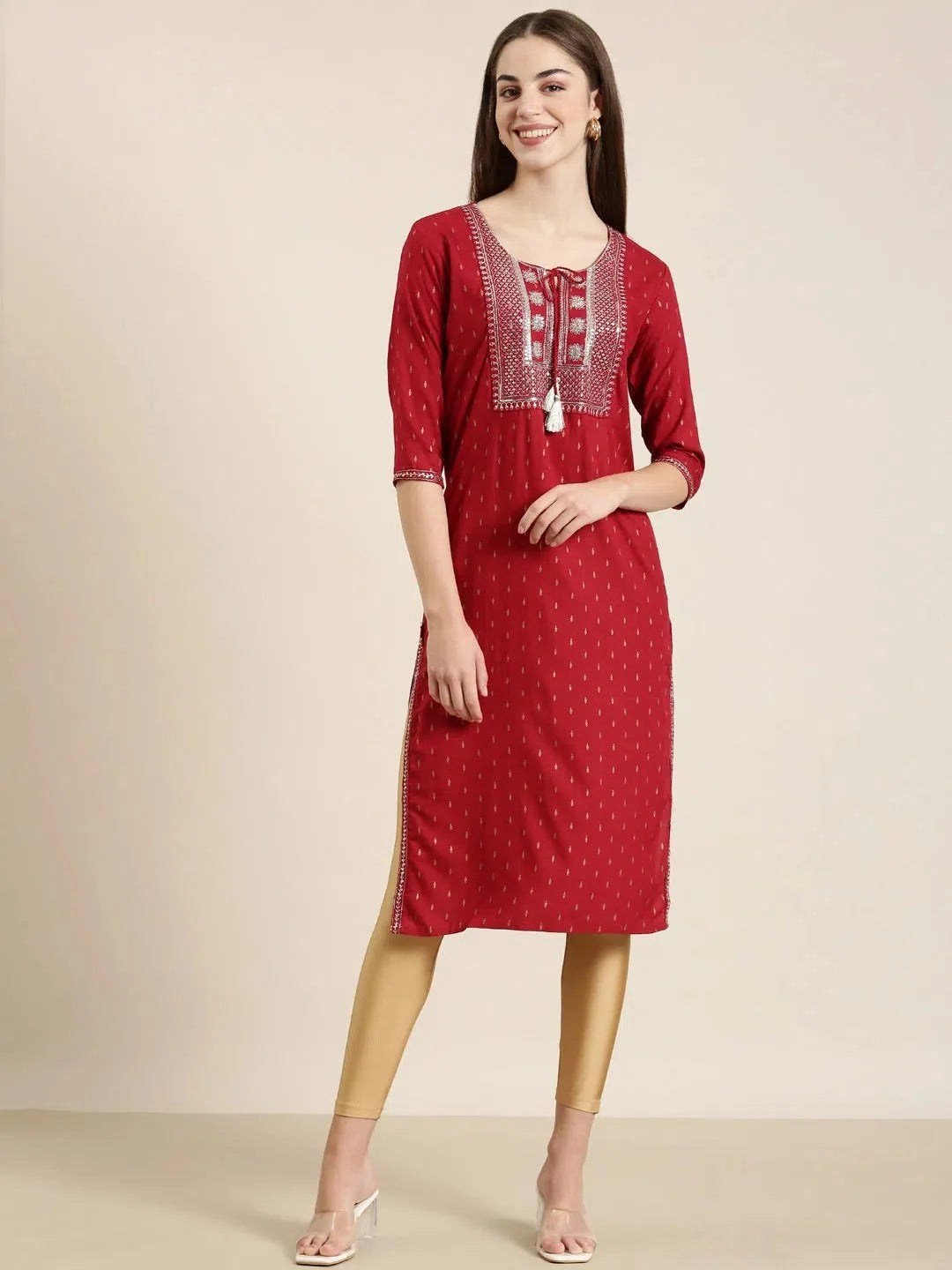 Red Floral Indian Kurta for Women | DesiQlo Kurtas