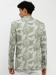 Men Green Printed Blazer-SOBLZ-84-1-Seagreen