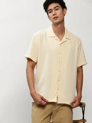 Men Cream Solid Casual Casual Shirts-AGASTHYA-1591-Cream