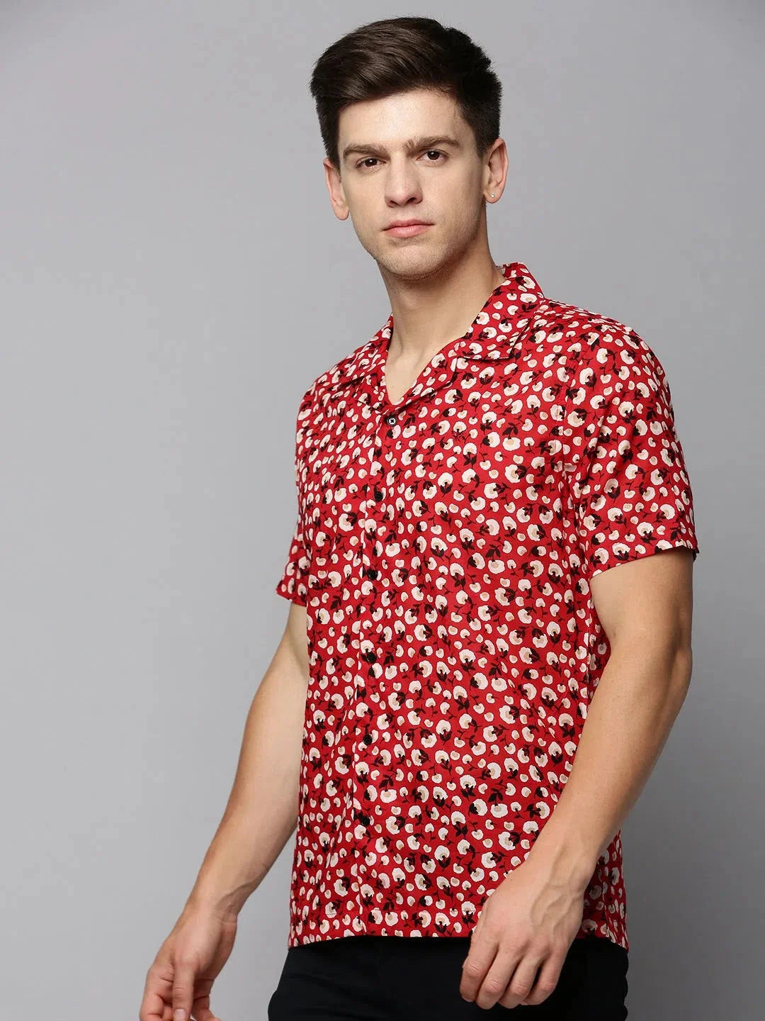 Red Printed Mens Shirt - Viscose Casual Shirt | DesiQlo