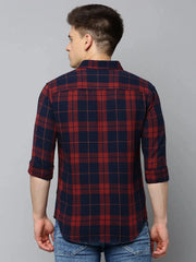 Men Navy Checked Casual Shirt-NEOCHECKS-5176-Navyblue