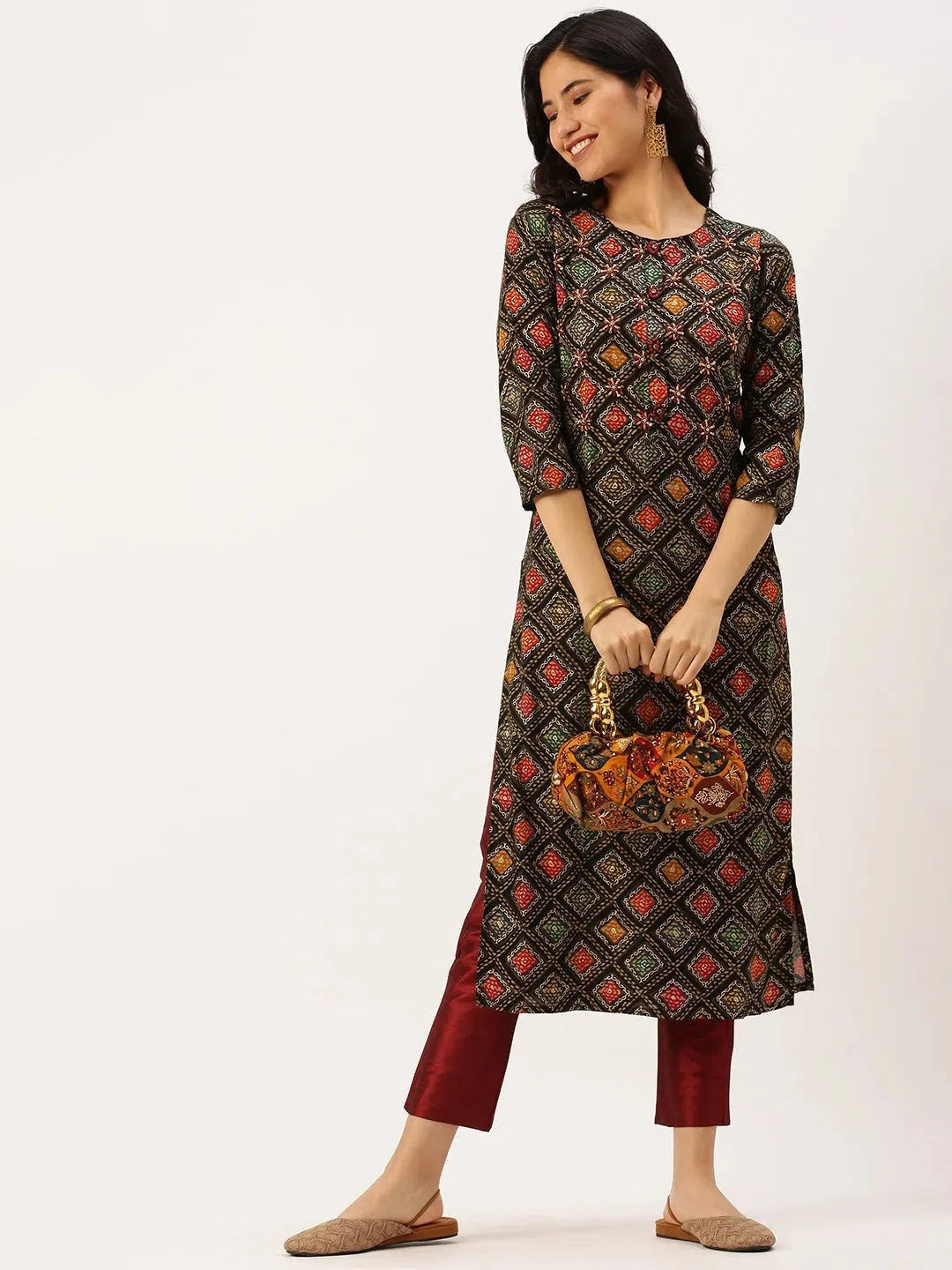 Stylish Multi-Printed Cotton Indian Kurta for Ladies