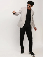 Men Grey Solid Casual Blazers-AR-55-Grey
