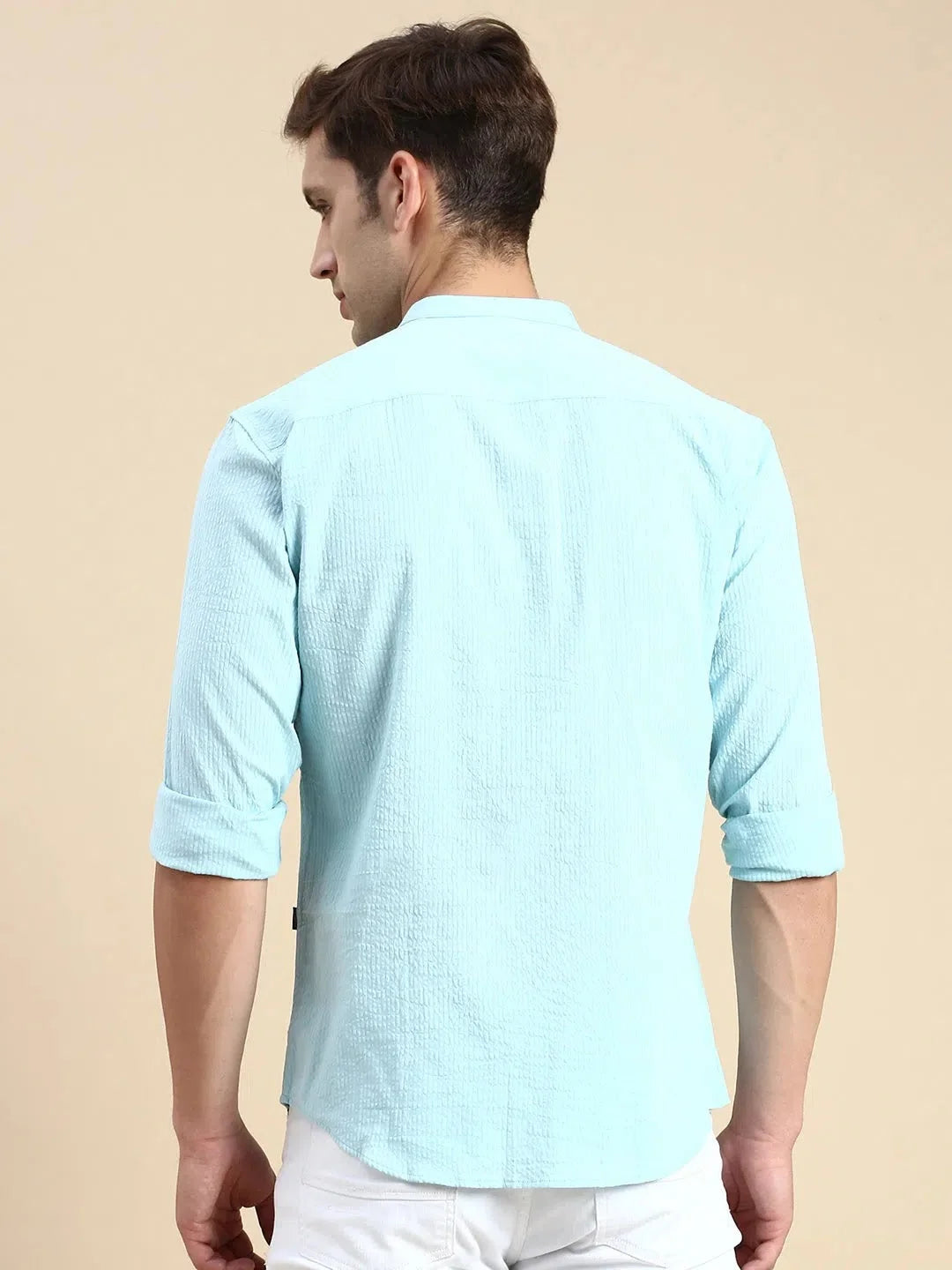Men's Blue Solid Shirt | Cotton Casual Formal Shirts - DesiQlo