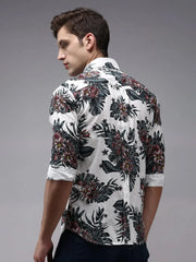 Men White Printed Casual Shirt-PERRYPRINT-1847-White