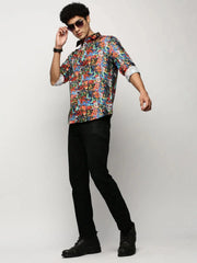 Men Multi Typographic Shirt-PRISM-M204-1615-Multi