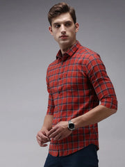 Men Red Checked Casual Shirt-ACHIEVERCHECKS-1199-Red