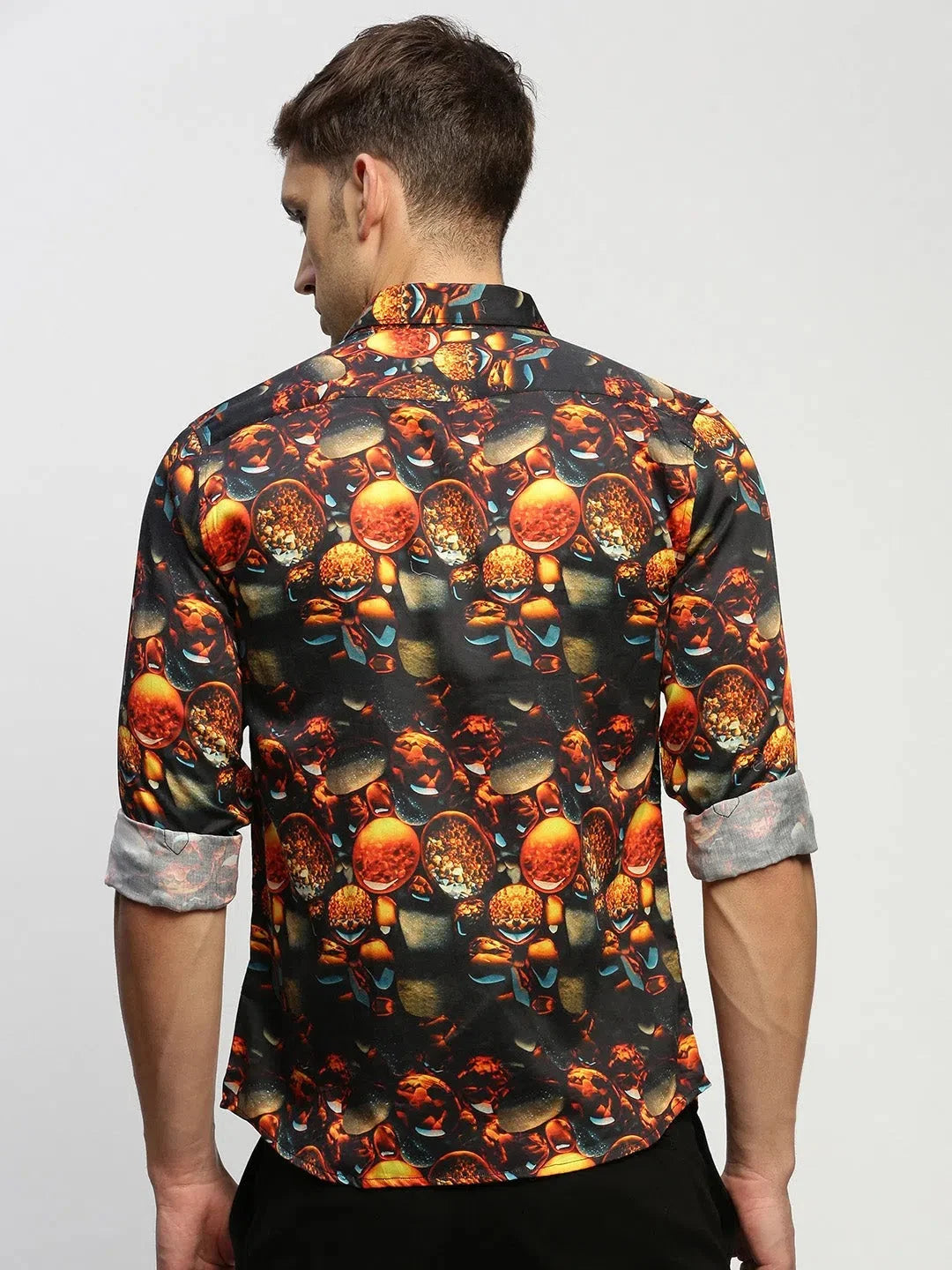 Men's Black Printed Cotton Shirt | Stylish Printed Shirts