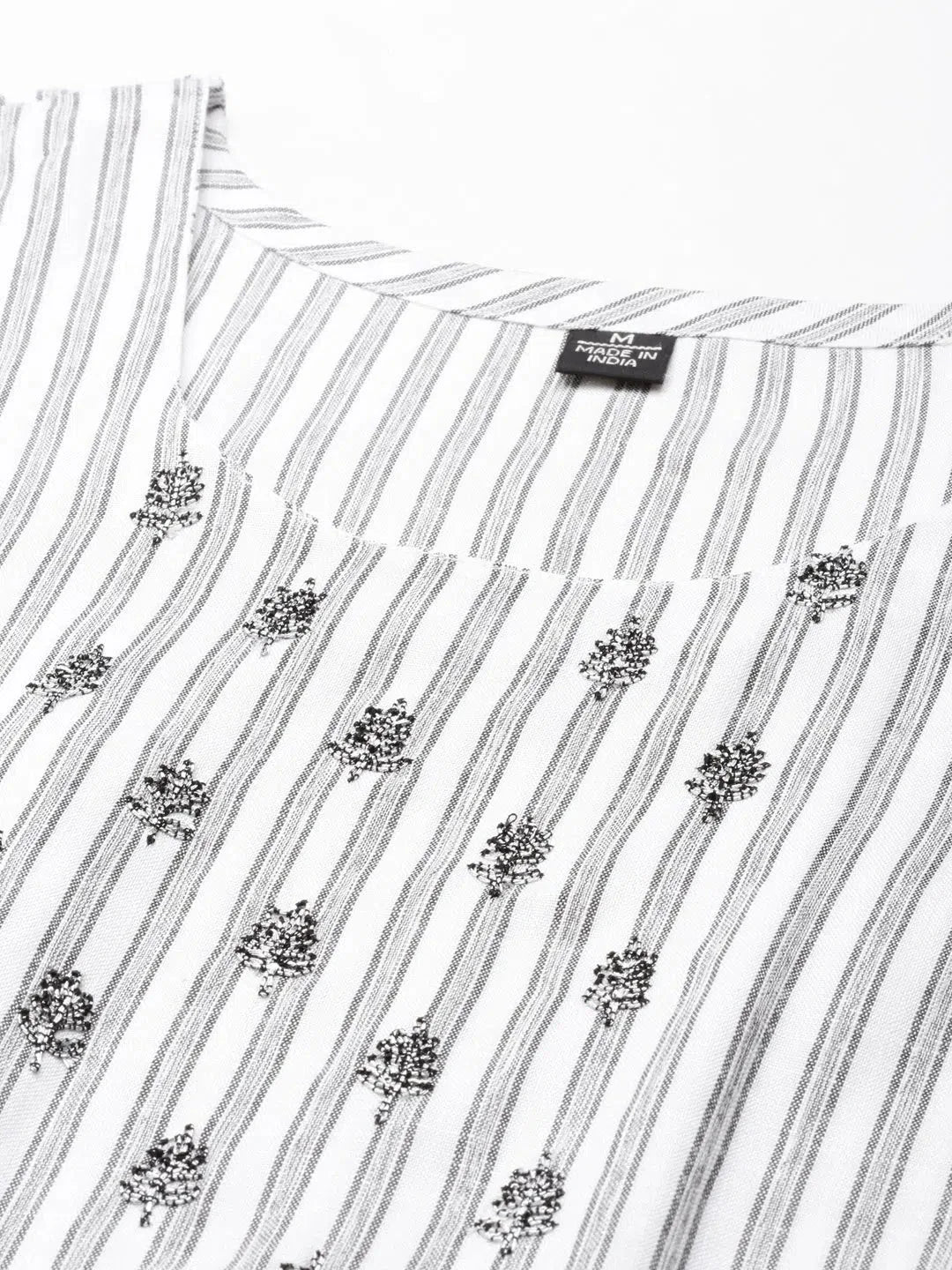 White Striped Cotton Women's Kurta Set | Cotton Kurta Sets