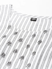 Women's White Striped Kurta SetKC-803-White